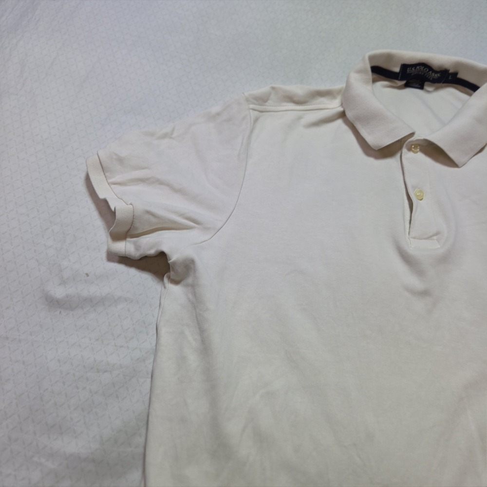 Polo Ralph Lauren Polo Shirt Men L Cream Short Sleeve Cotton Pique Pony Logo - Picture 4 of 9